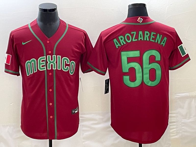 Men 2023 World Cub Mexico #56 Arozarena Red Nike MLB Jersey16->more jerseys->MLB Jersey